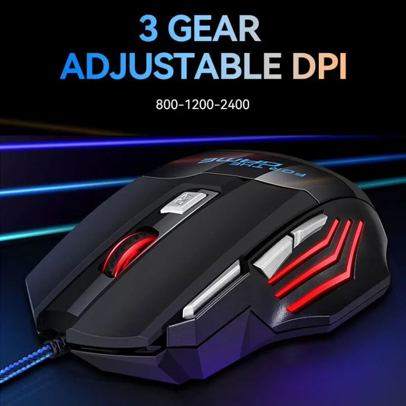 USB Wired Gaming Mouse 7 Button Backlit Ergonomic Mice 2400 DPI Backlight Adjustable Optical Mice for PC Gamer Computer Desktop