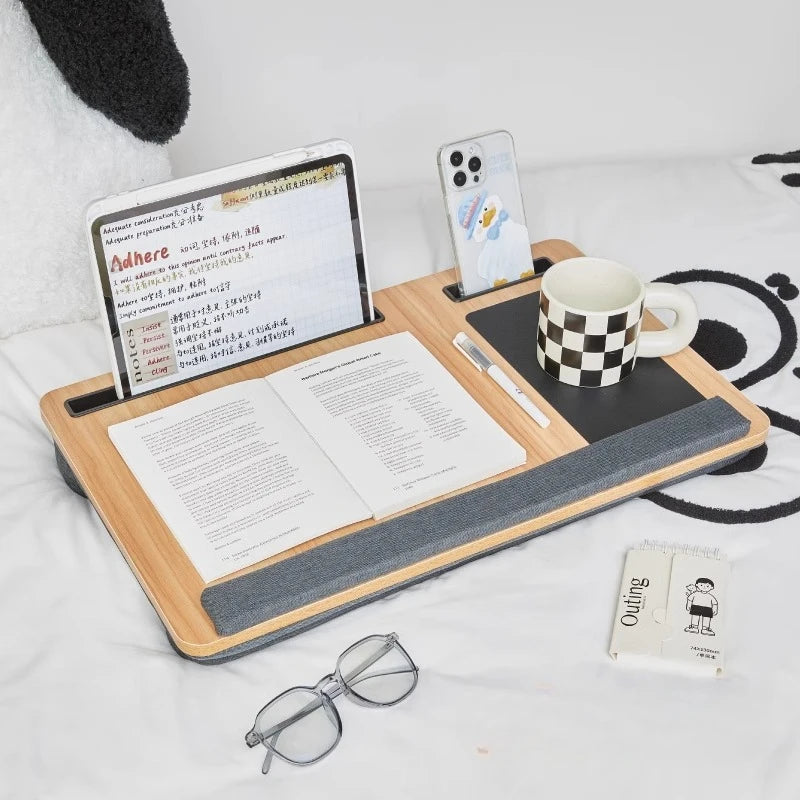 Student Laptop Desk Portable Anti-Slip Study Table Simple Bedroom Tatami Knee Table with Phone Card Slot Office Computer Desk