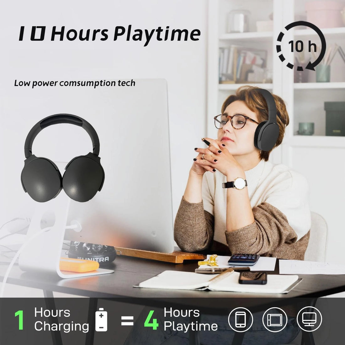 9D Surround Sound Wireless Bluetooth Headphones Over Ear Headsets True Sports Earphones Support TF/AUX Music Player with HD Mic