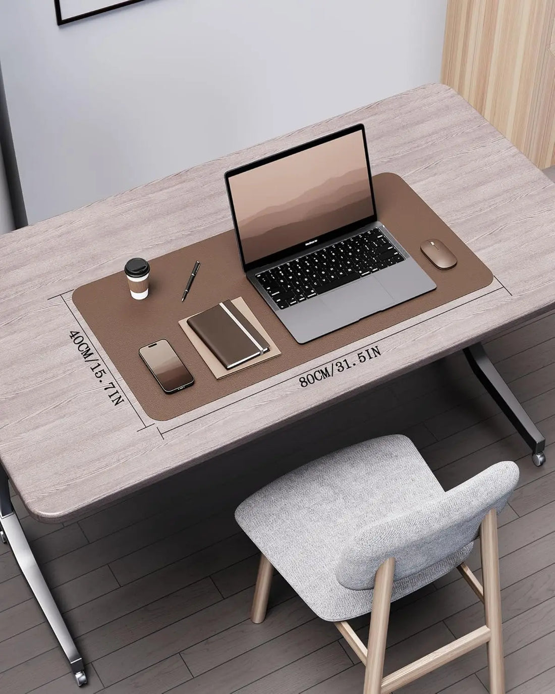 Double-Sided Desk Pad 31.5"x15.7" Leather & Eco Cork, Waterproof Desk Blotter for Office/Home, Large Mouse Pad