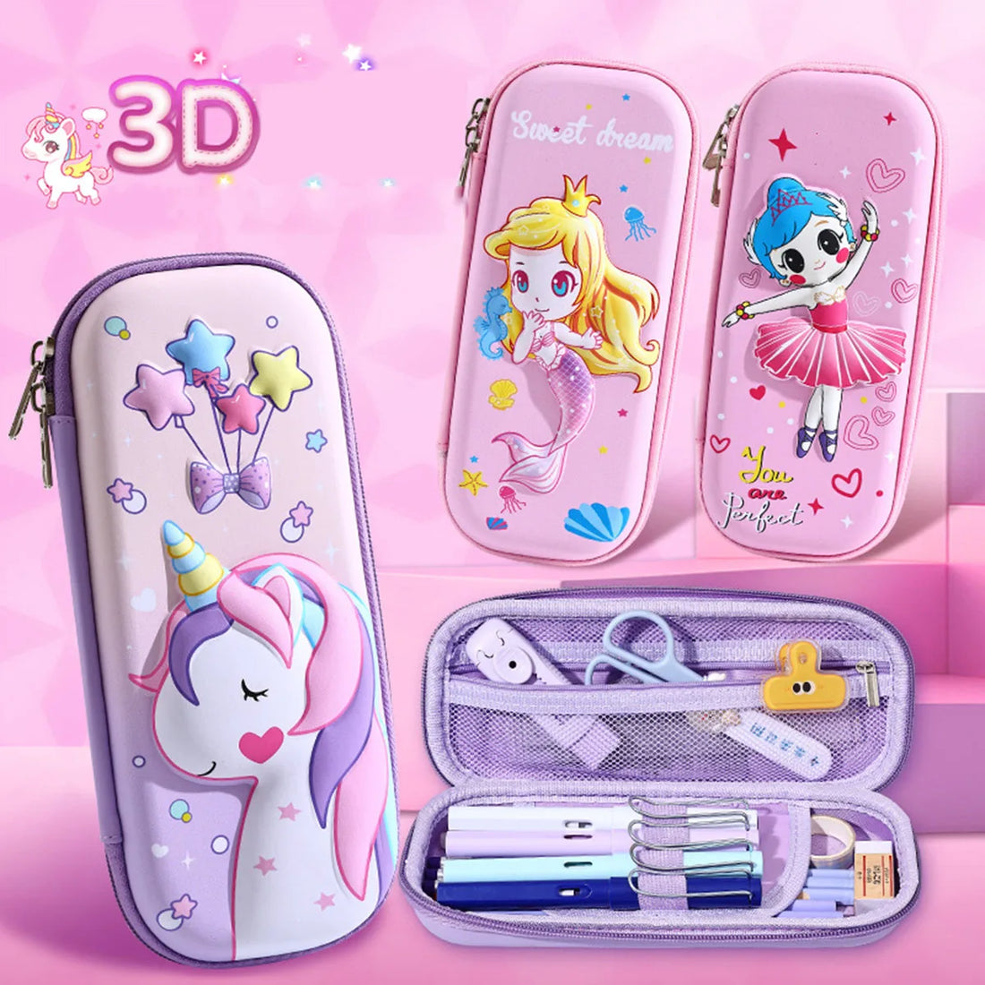 3D Kawaii Pencil Case EVA Large Capacity Waterproof Light Pencil Box for Student School Supply Stationery bag ﻿