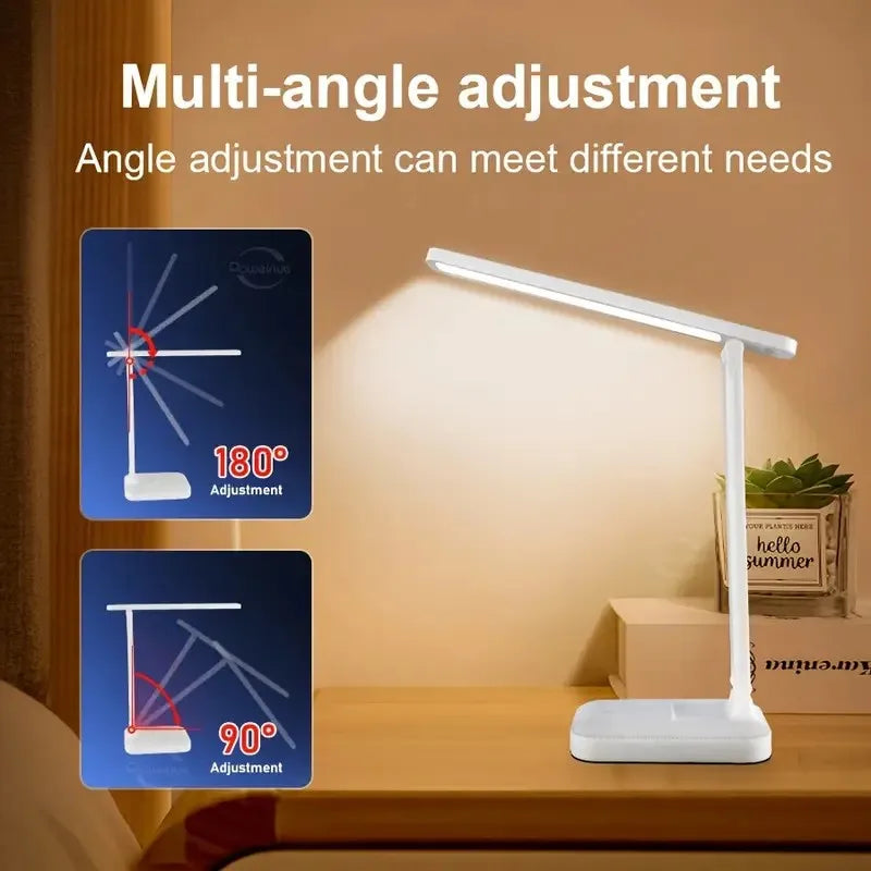 Multifunctional folding LED desk lamp, plug-in electric student study desk lamp, bedroom bedside lamp