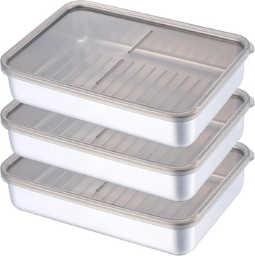 3Pcs Deli Containers with Lids, 7.9*5.6*1.7 in Bacon Container for Refrigerator, Fridge Organizer, Cheese Container for