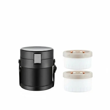304 Stainless Steel Multitier Insulated Lunch Box, Portable Bento Container, Leak-resistant, Large Capacity for Students, Office