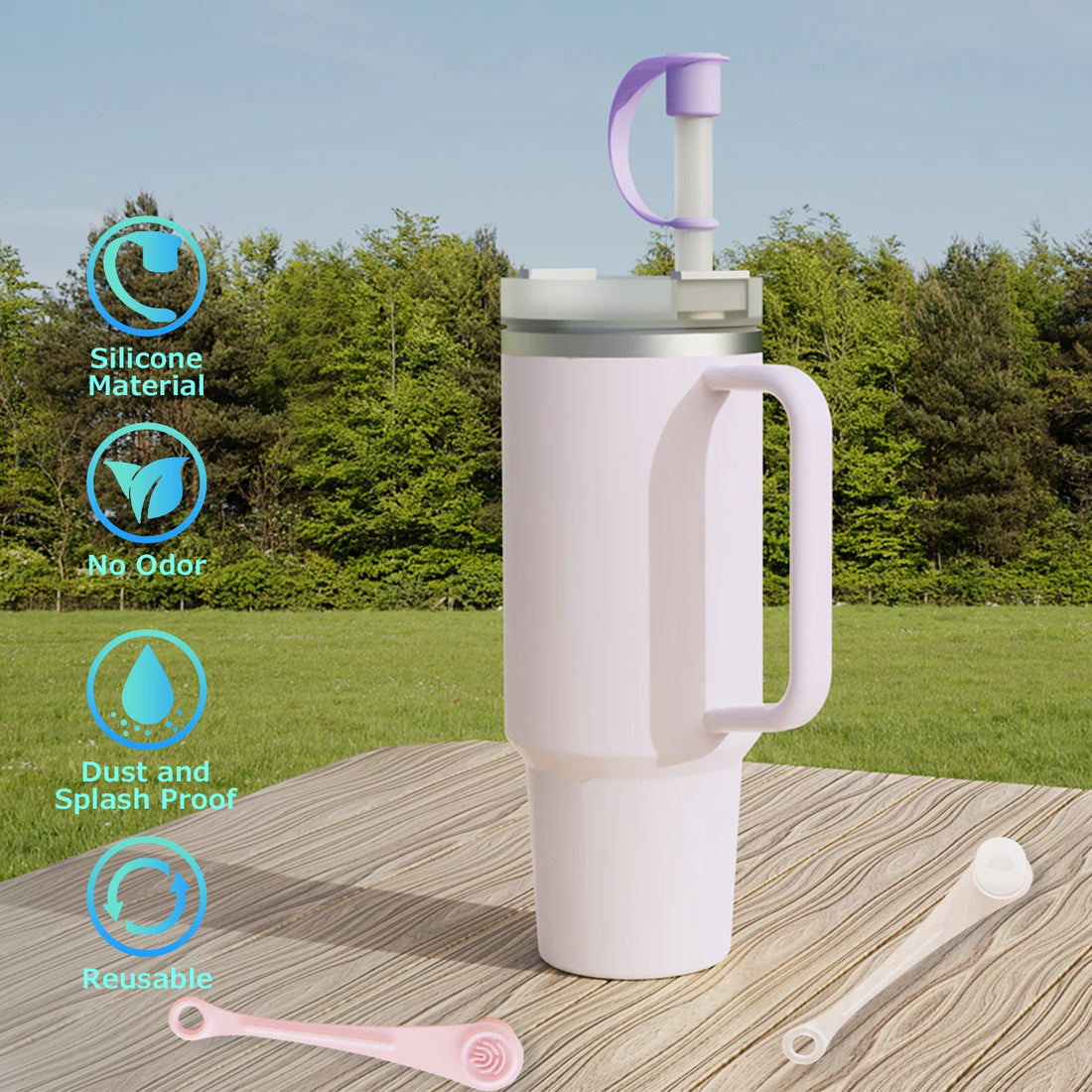 UMUST Silicone Straw CAP for Stanley Cup 2.0 30 oz/40 oz,Reusable  Straw Dust-Proof Cover Straw Mug Leak Proof Accessories