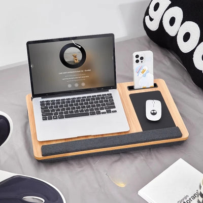 Student Laptop Desk Portable Anti-Slip Study Table Simple Bedroom Tatami Knee Table with Phone Card Slot Office Computer Desk